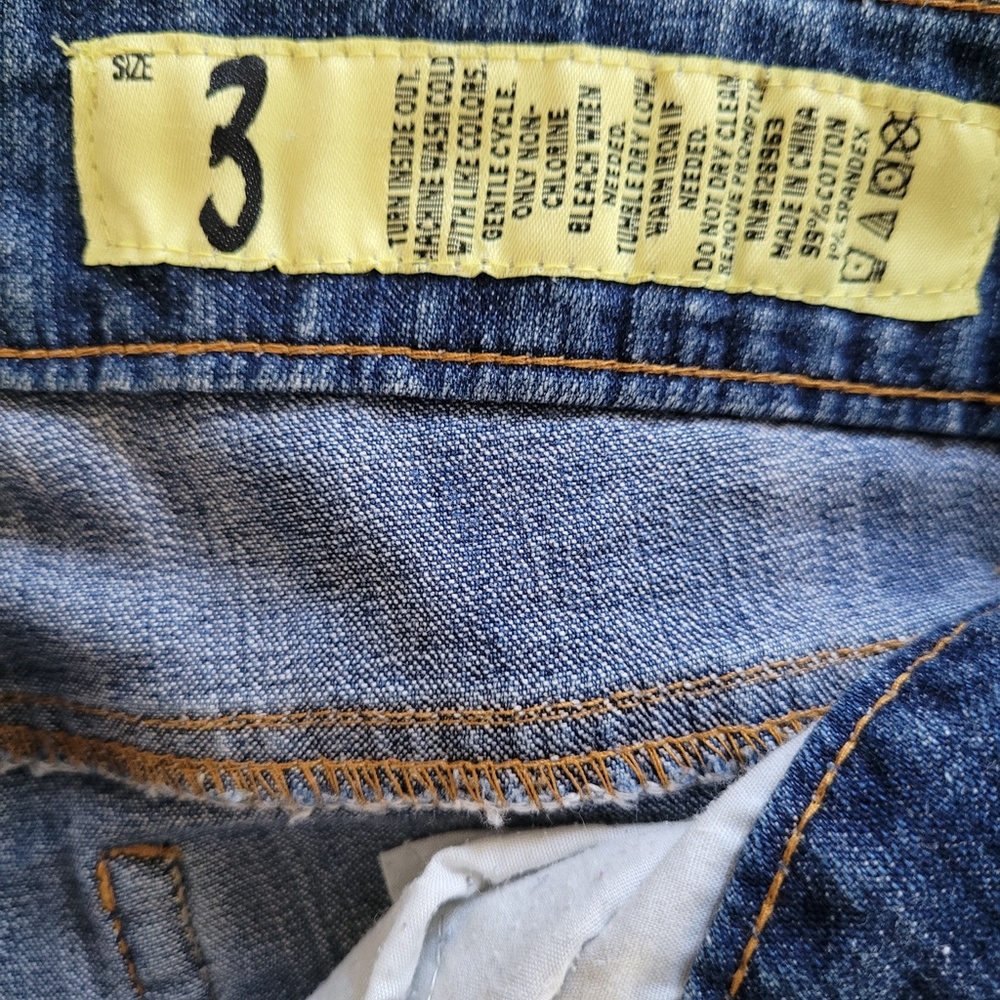 Y2K Distressed Ripped Low Rise Jeans Medium Wash Grunge Indigo Rein // Size 3 - Picture 9 of 9